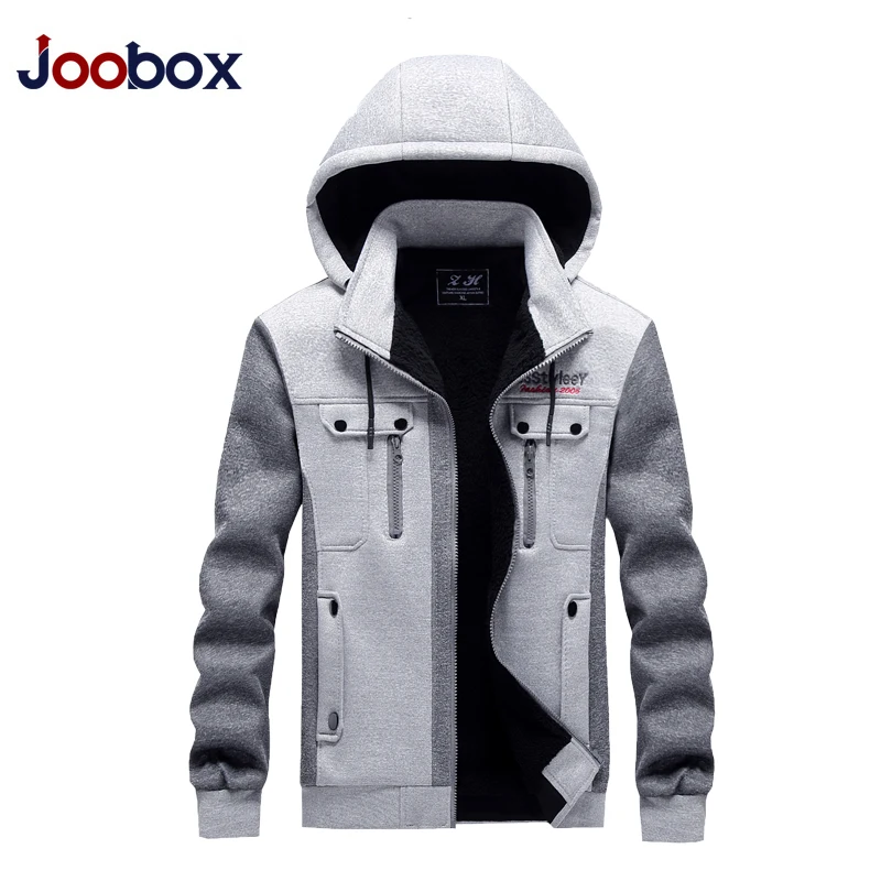 2020 Zipper Men Jackets Autumn Winter Casual Fleece Coats Bomber Jacket Scarf Collar Fashion Hooded Male Outwear Slim Fit Hoody