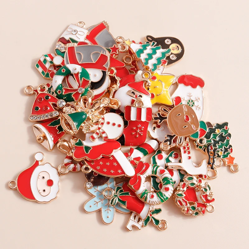 10 stücke niedlichen Emaille Weihnachten Elch Schneemann Charms Anhänger für Schmuck machen DIY Ohrringe Halskette Armband Zubehör liefert – Detail 2