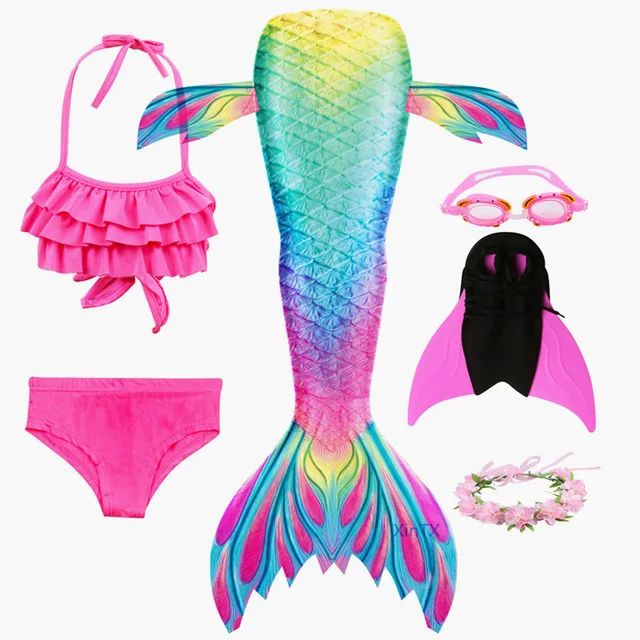 

Mermaid Swimsuit for Kids Bikini Mermaid Tail with Monofin Flipper Girl Mermaid Tail Cosplay Swimsuit Dress Swimwear