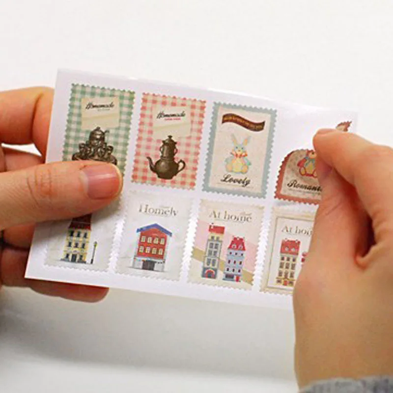 

2sheets Stamp Sticker 8 Designs Seal sticker Gift Paper Sticker Scrapbooking Diary Notebook Seal Sticker Party Decor