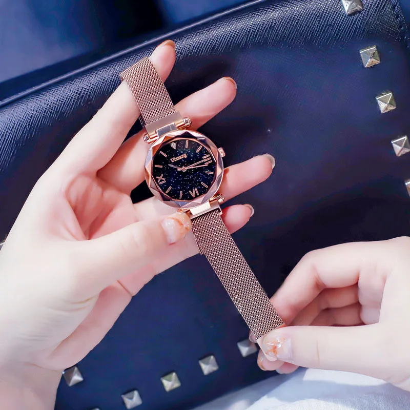 

Newly 1 Pcs Women Lady Wrist Quartz Watch Round Starry Sky Magnetic Buckle Fashion Gift IR-ing