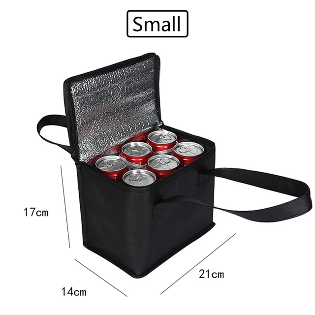 Portable Thermal Insulated Cooler Bags Large Outdoor Camping Lunch Bento Box Trips BBQ Meal Drink Zip Pack Picnic Supplies 2021 black small