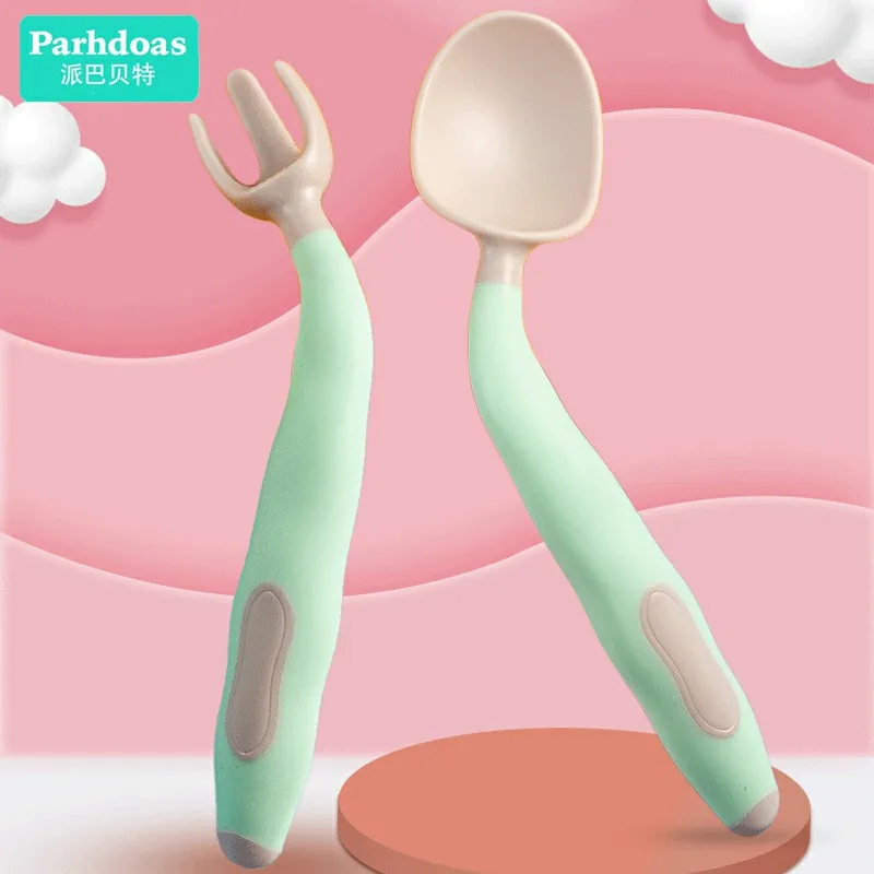 

Hipack Babies Learning Feeding Bendable PP Spoon Fork Set
