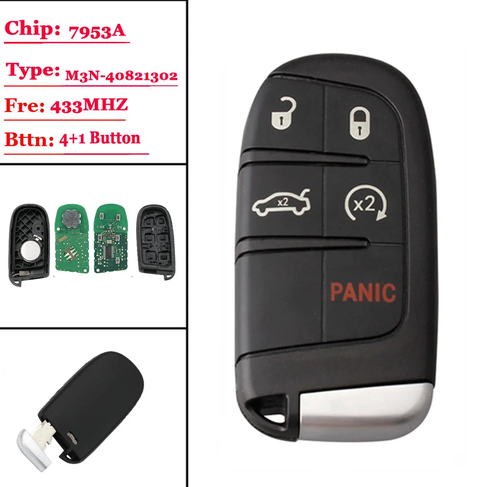 XNRKEY умный дистанционный ключ с 5 кнопками 433 МГц для Chrysler Dodge Charger Journey Challenger Durango 300