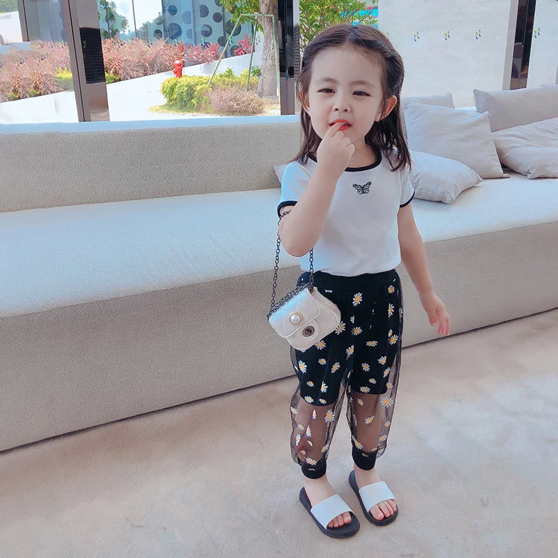 Fashion Summer Girls Kids Loose Pants Thin Anti-mosquito Pants Toodler Flowers Leggings Casual Baby Children Wide 1-6 girls pants kids pants girls trousers