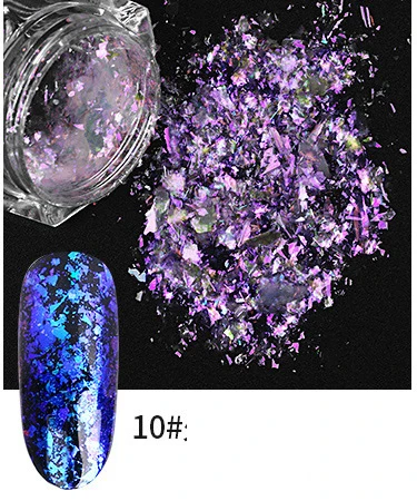 Doradosun Nail Glitter Polish Powder Pigment Shell Dazzling DIY Salon Laser Nail Art Decorations Manicure - Цвет: 10