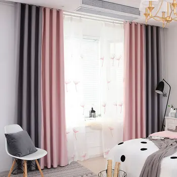 

Bedroom Concise Solid Curtain Physics Full Shading Window Curtains Nylon Northern Europe Style Flat Window Polyester Curtains