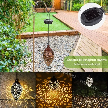 

Vogliovoi Solar Garden Lights Water Drop Iron Warm White Hanging For Outdoor IP65 Pathway Courtyard Garden Lawn Landscape