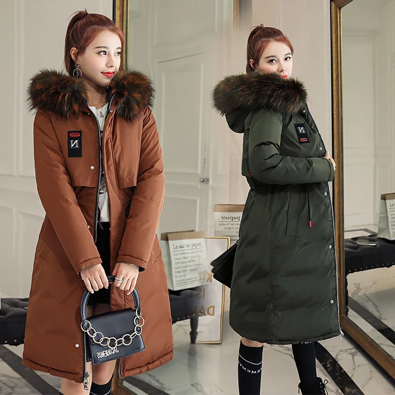 

2019 Winter New Style Korean-style Long over-the-Knee Reversible down Jacket Cotton-padded Clothes Women's Large Size Thick Warm