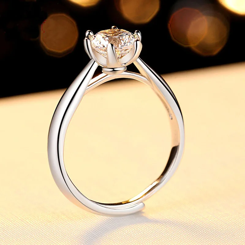 

Genuine 925 Sterling Silver 1ct Proposal Ring for Women Lover Girlfriend Solitaire AAA Zircon Stone Prong Settings Ring Jewelry