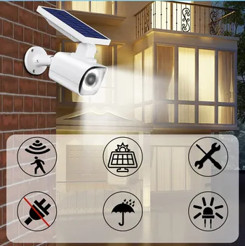 

LED Fake Camera Solar Light Human Body Induction Garden Lamp 3 Modes Wall Lamp Street Lamp Searchlight Spotlight Safety Lamp