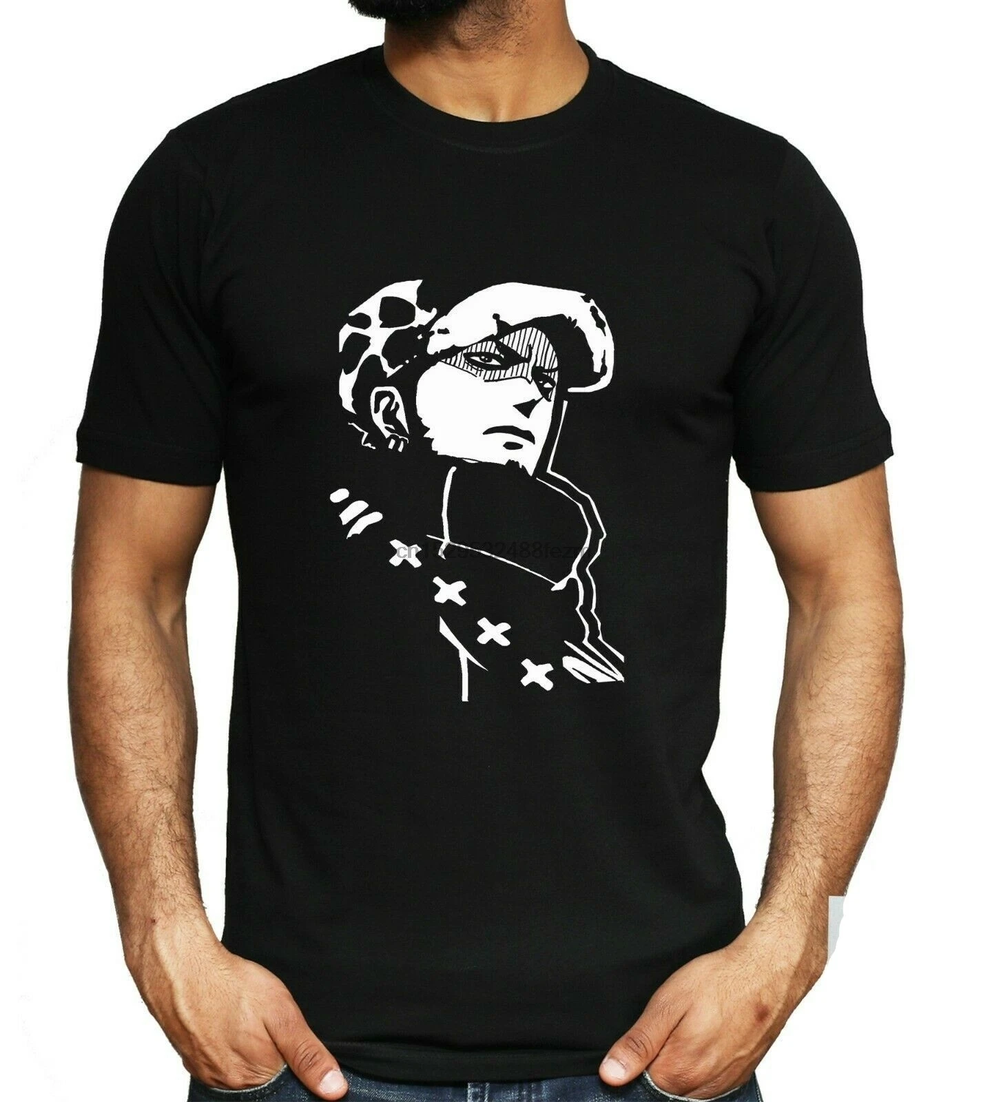 Мужская футболка черного и белого цветов с рисунком персонажа Trafalgar Law сердца
