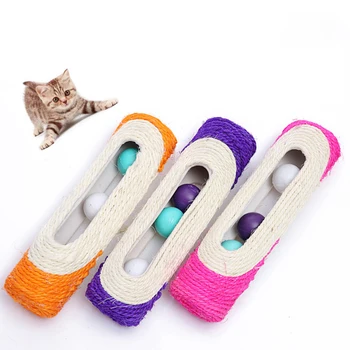 

Cat Toy Long Roller Three Ring Ball Sisal Cat Scratching Cat Toy Funny Cat Ball Badminton Pet Toy