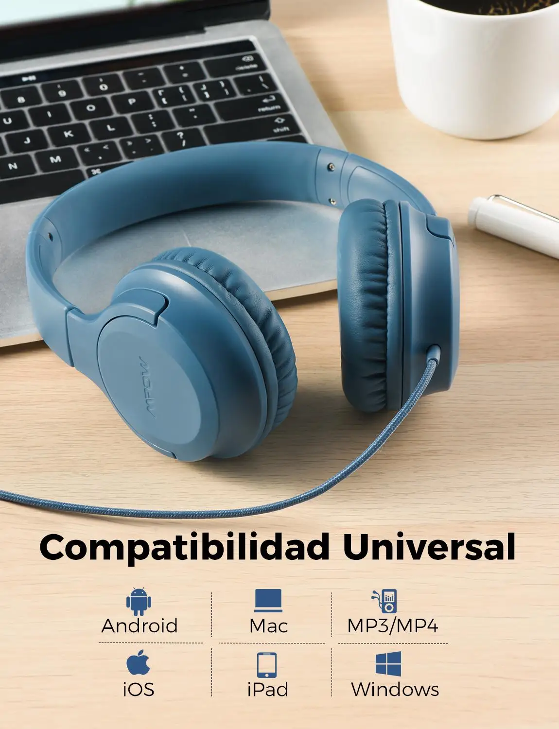 Mpow CHE2 Kids Children Wired Headphones Stereo Sound Over ear Headset Lightweight Foldable Headset for Tablets PC Online Class