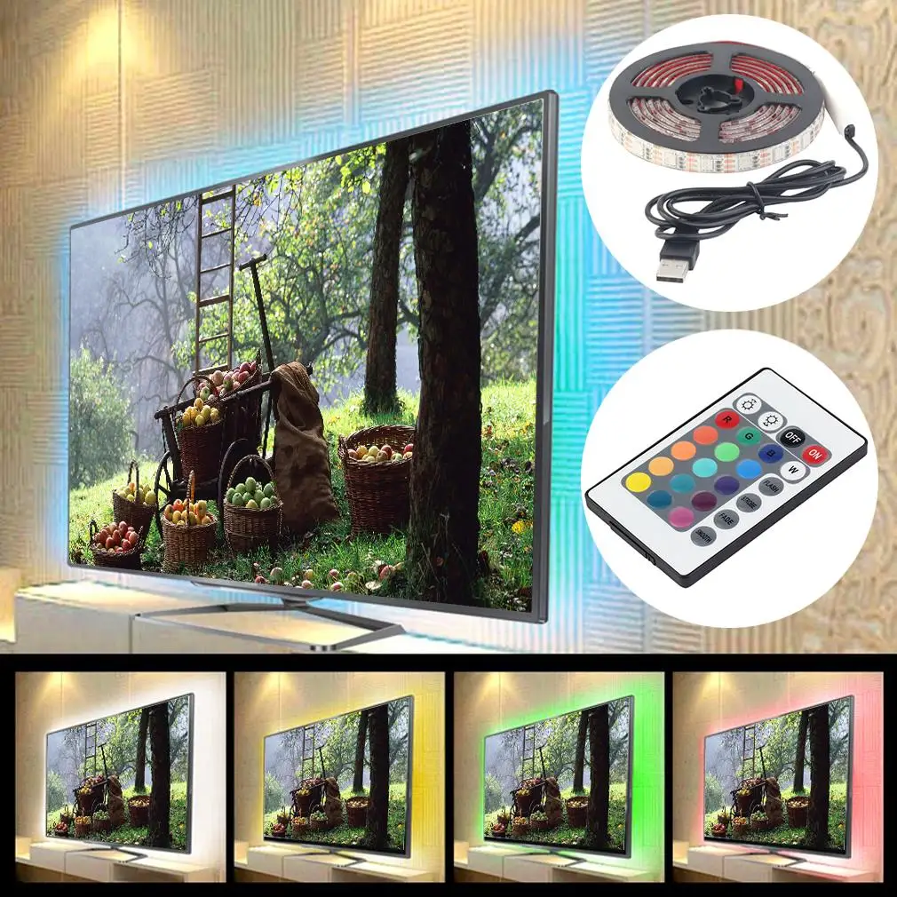 ICOCO 1 шт. 12 RGB 5050 SMD СВЕТОДИОДНЫЙ черный/белый водонепроницаемый/нет-водонепроницаемый 5 в полосы света лампы с пультом дистанционного управления+ USB горячая распродажа