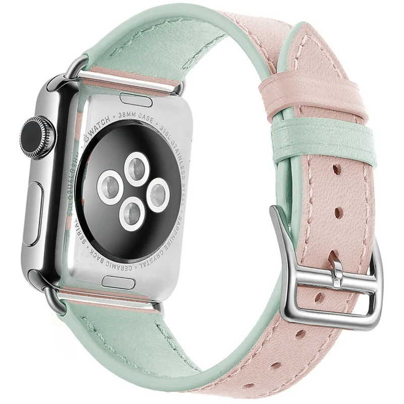Кожаный ремешок для Apple Watch Band 42 мм 38 мм iWatch ремешок из натуральной кожи с металлической пряжкой Сменные ремни ярких цветов