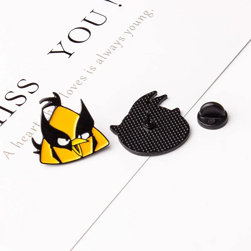 Мультяшное животное птица значок сумасшедшая сплав капельная брошь ковбойская