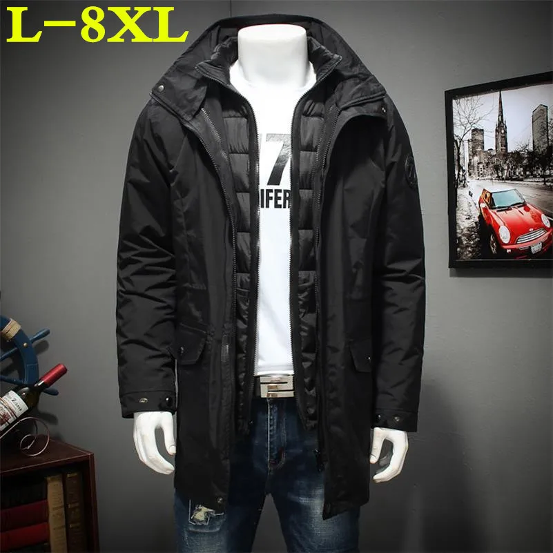 Размера плюс 8XL 7XL 6XL зимняя куртка для мужчин вкладыш съемный толстый слой