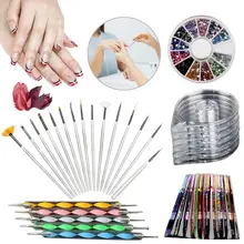 Набор для нейл-арта 30 лент 4 шт стрипинг Роликовая Коробка 12 цветов Стразы 5 шт Ручка для очистки 15 шт кисть Набор для дизайна ногтей