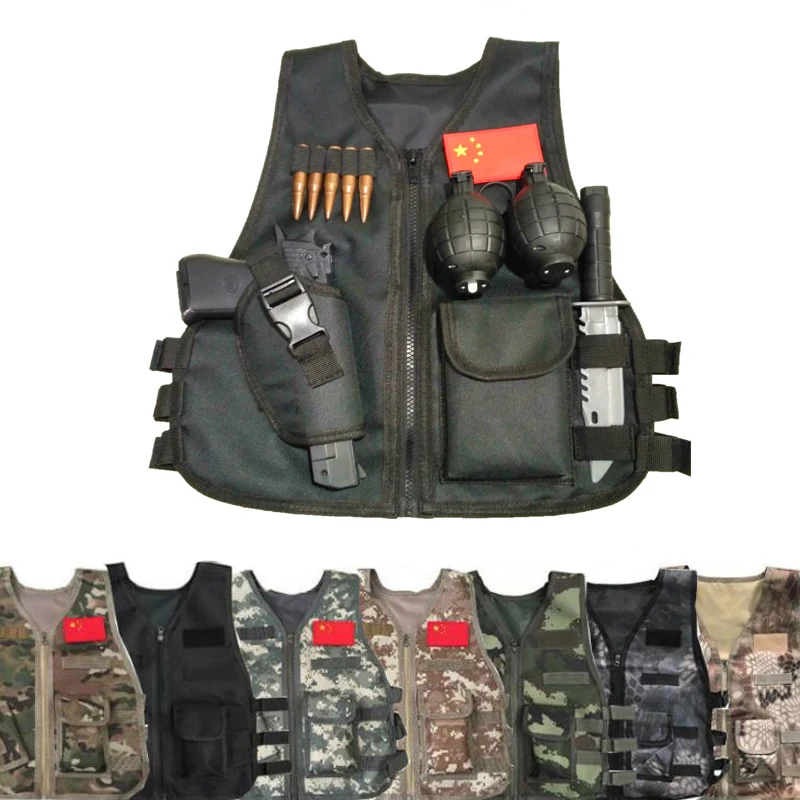 Kids Childrens Military Tactical Vest Combat Assault Outdoor Hunting Clothing 