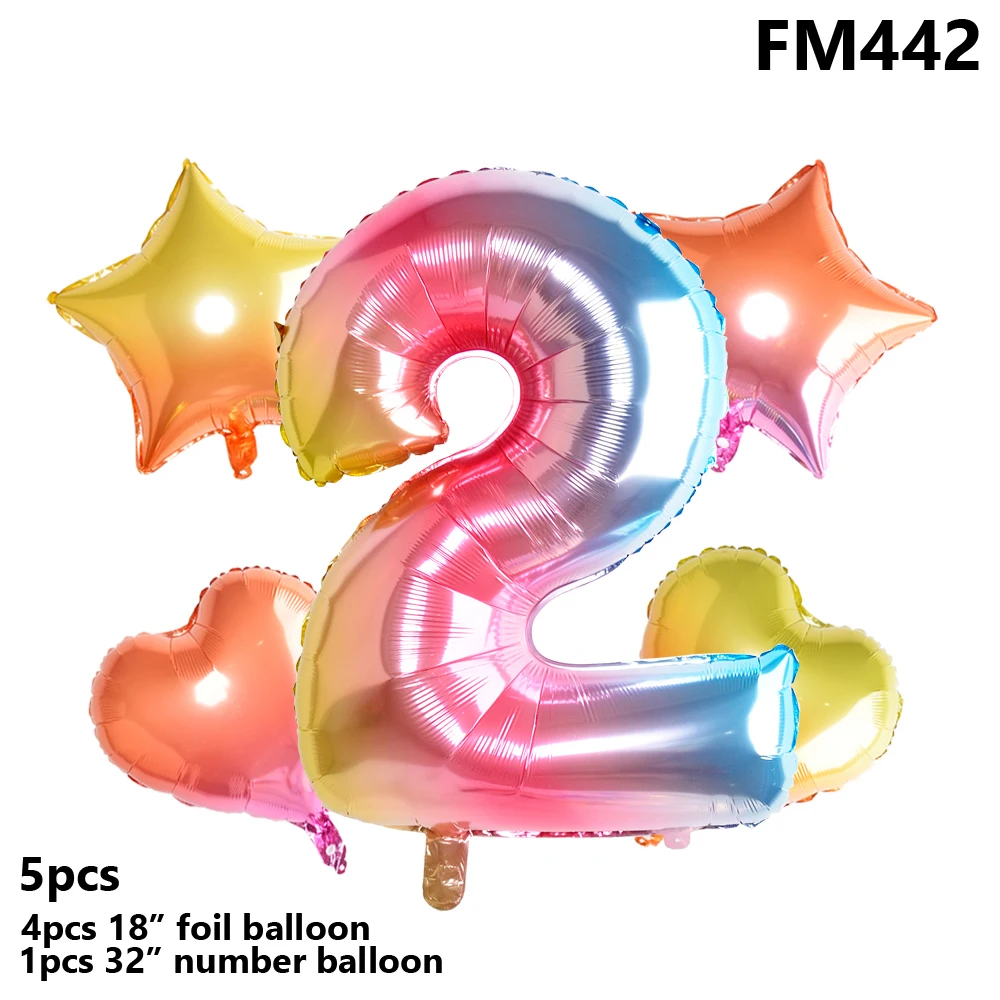 FM442 5 шт., 1, 2, 3 цифры, украшения для дня рождения, подарки для маленьких девочек и мальчиков, рисунок единорога из мультфильма, гелиевые шары, детская игрушка для шоу - Цвет: FM442