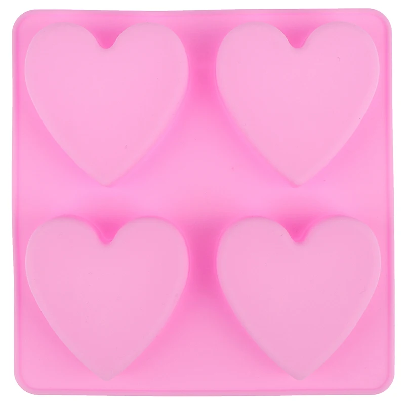 4 Cavity 15*15*2CM Handmade Silicone Soap Mold Heart 3d Craft For Candle Resin Mould