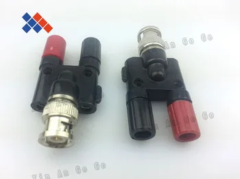 

RF coaxial connector video tee BNC male to double female of banana plugs 5PCS/lot