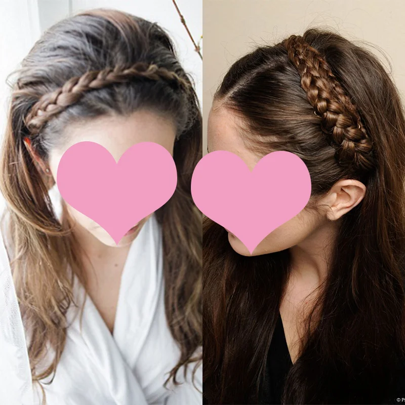 BENEHAIR Synthetic Braided Headbands Fake Hair Plaited Hair Band Braiding Hair Accessories Hair Extension Hairpiece For Women
