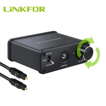 LiNKFOR 192 кГц цифро-аналоговый aduio конвертер с усилителем для наушников 192 кГц DAC Опора аудио конвертера Регулировка громкости