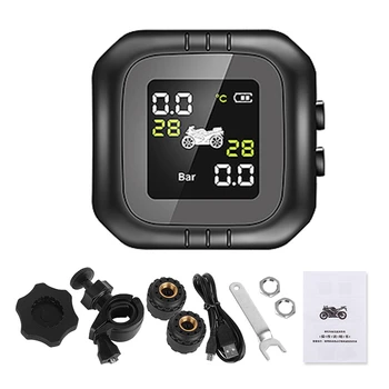 

Motorcycle Tire Pressure Monitoring System Temperature Alarm Waterproof Cordless TPMS External Sensor