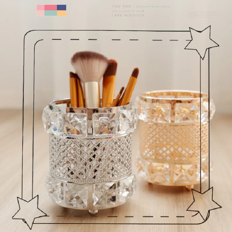 Glitter Crystal Makeup Brush Storage Holder Jewelry Pen Holder Bathroom