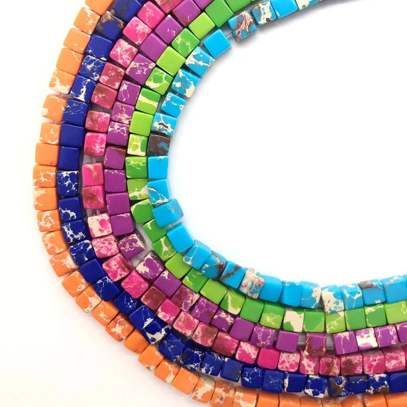 

Natural Emperor Stone Beads Square Shape Amazonite Loose Beads For Jewelry Making DIY Bracelet Necklace Accessories Size 3/4mm