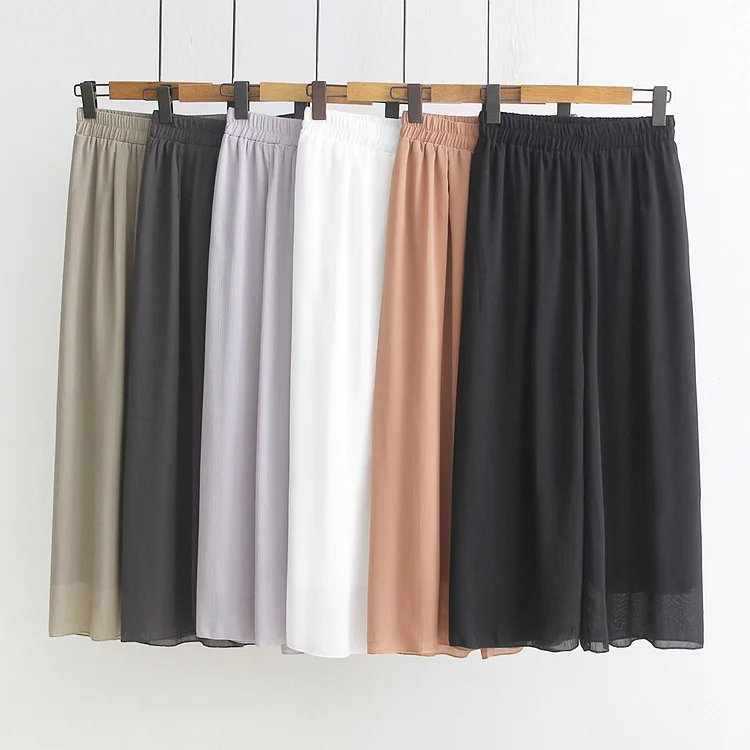 

2018 Summer New Style Elegant Korean-style Gentle Wind Loose Pants Fashion Chiffon Trousers Women's Six-Color