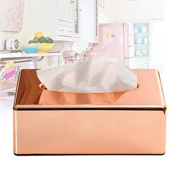 

Elegant ABS Plating Rose Gold Tissue Box Living Room Household Drawer Box Rectangle Office Towel Napkin Storage Container *