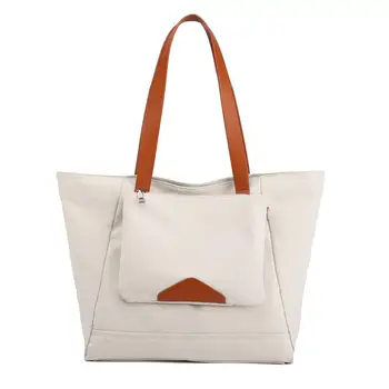 

2Pcs/Set Large Capacity Women Casual Canvas Zip Tote Shoulder Handbag