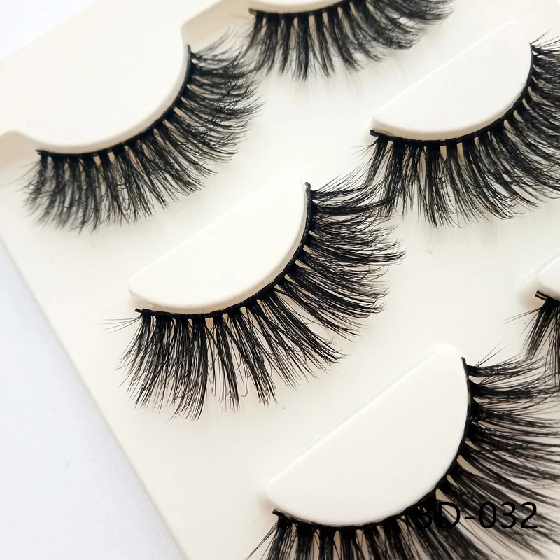 3Pairs Reusable 3D Thick Cross Thick Long False Eyelashes Voluminous Wispy Handmade Eye Lashes Extension Makeup 4