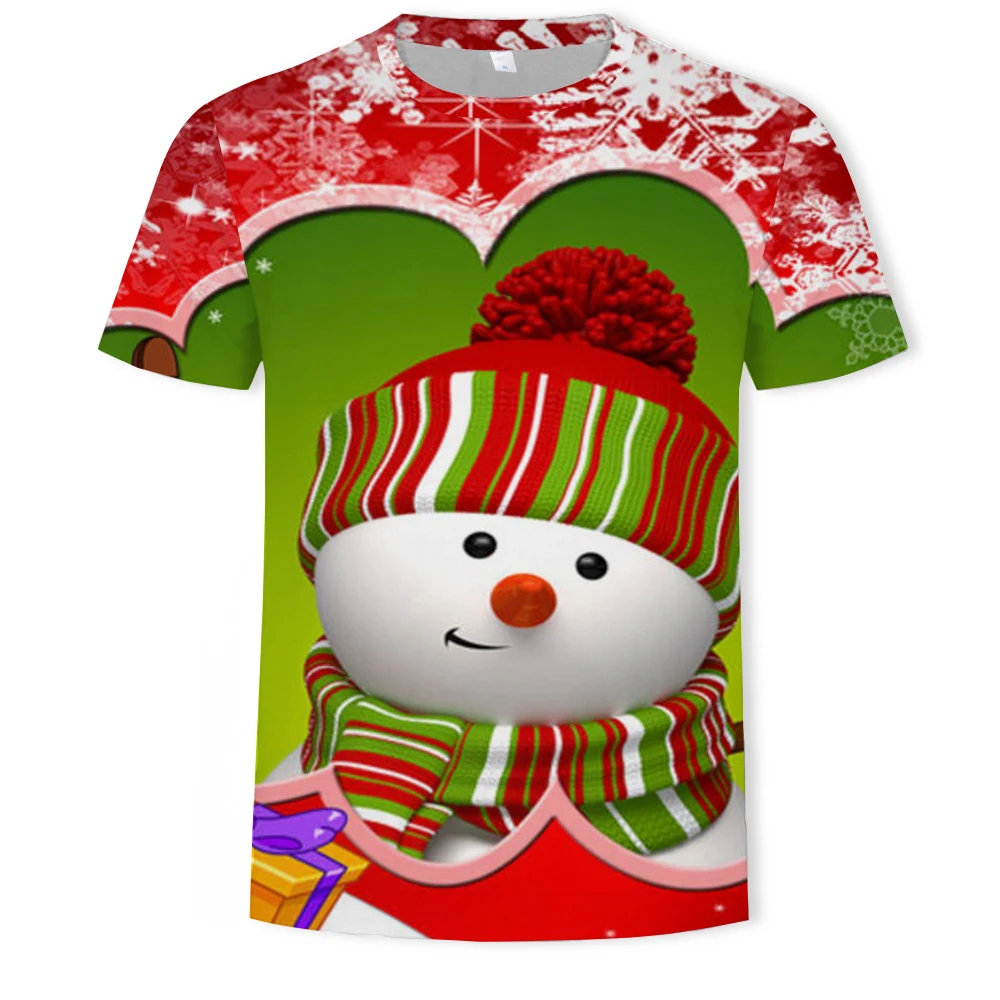 3D Snowman Christmas T Shirts For Men Women 3D Print Tshirt Oversized Summer Harajuku T shirt 2