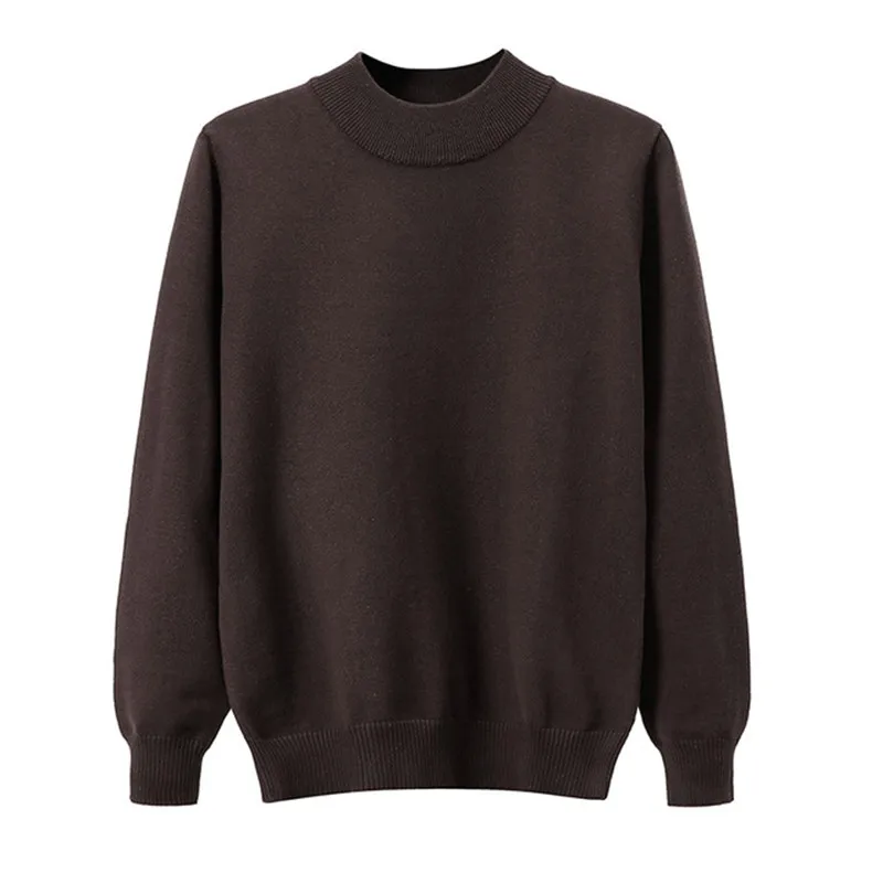 coffee SHIFUREN теплые полуводолазки пуловеры мужские свитера осень зима Pull Homme обтягивающие классические мужские трикотажные свитеры - Цвет: coffee