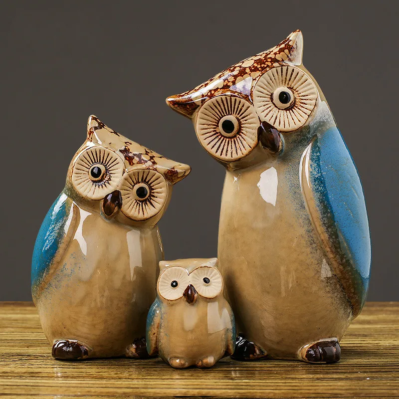 

Animal Statue Owl Small Ornaments Ceramic Home Decorations Creative Cute Indoor Living Room Children's Room Personality