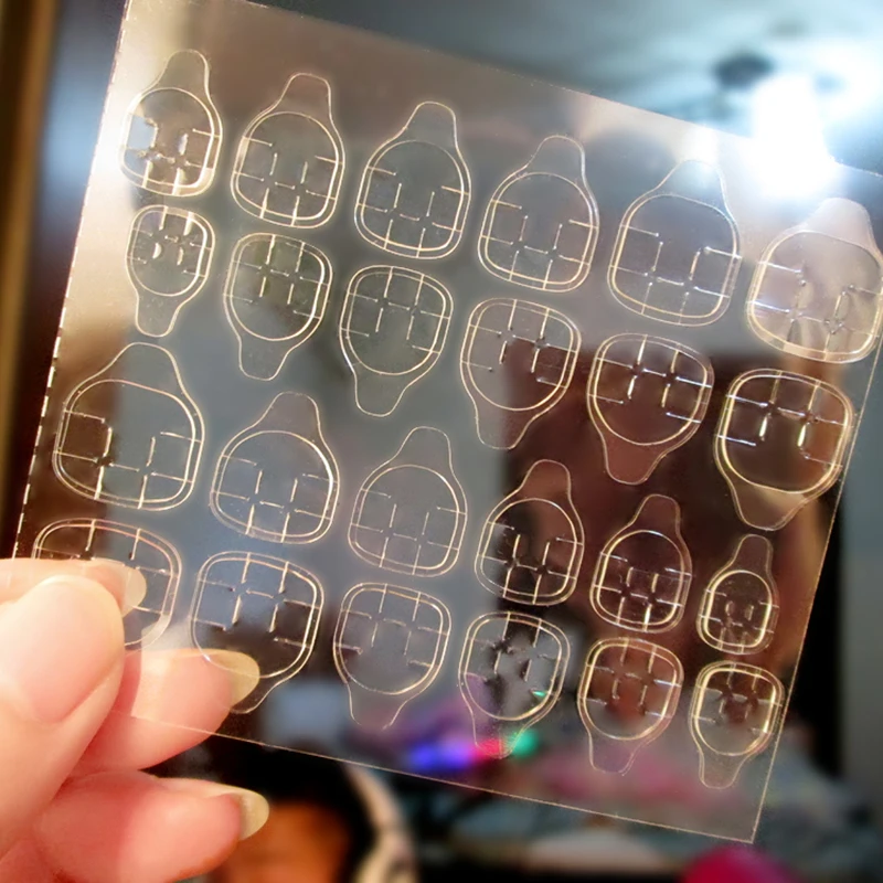 24pcs Double-Side Nail Glue Sticker Jelly Gel Tape Adhesive Tabs Transparent Flexible Fake | Красота и здоровье