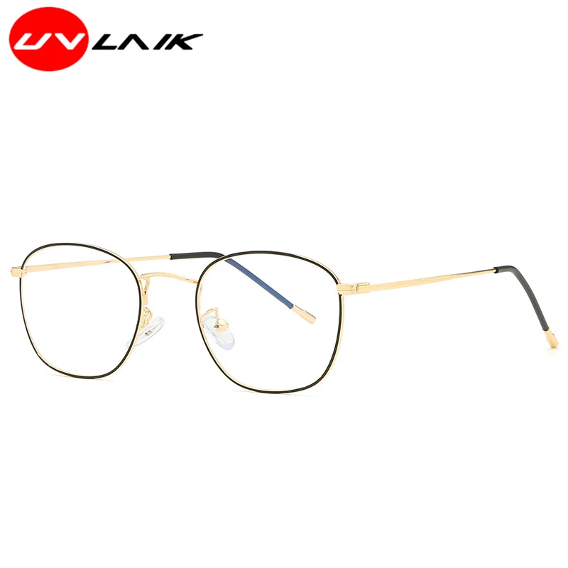 UVLAIK Classic Optical Anti-blue Men Women Glasses Texture Alloy Frame 0 degree High-definition Lens Unisex Filter Blue Eyewear |