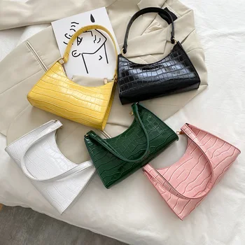 Skvělá módní nákupní taška retro ležérní dámské kabelky přes rameno ženské kožené jednobarevné řetízkové kabelky