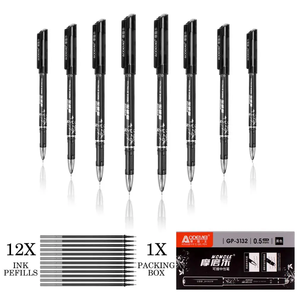

12 Pcs Erasable Gel Pen Back to School 0.5mm Gel Pens for Writing Red Black Blue Ink Pen Kawaii School Supplies