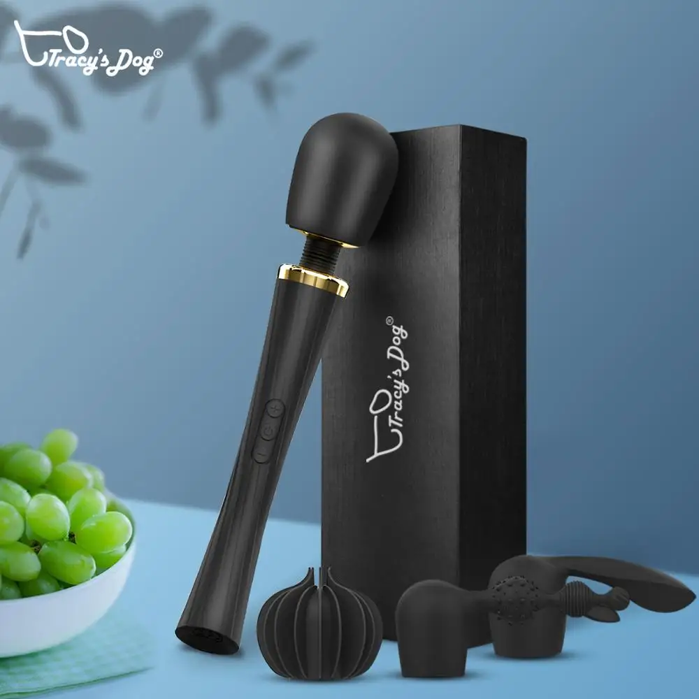 Tracy's Dog Handheld Vibrating Wand Massager with 5 Rotation Modes &amp 3 Powerful Speeds Sex Toys Attachments for G-Spot Clitoral |