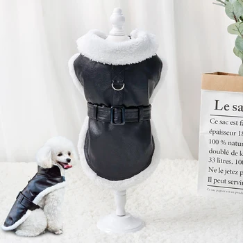 

Soft Leather Dog Jacket Coat Warm Winter Dog Clothes Coats Pet Clothing With Cotton Lining For Small Medium Dogs Chihuahua Pug