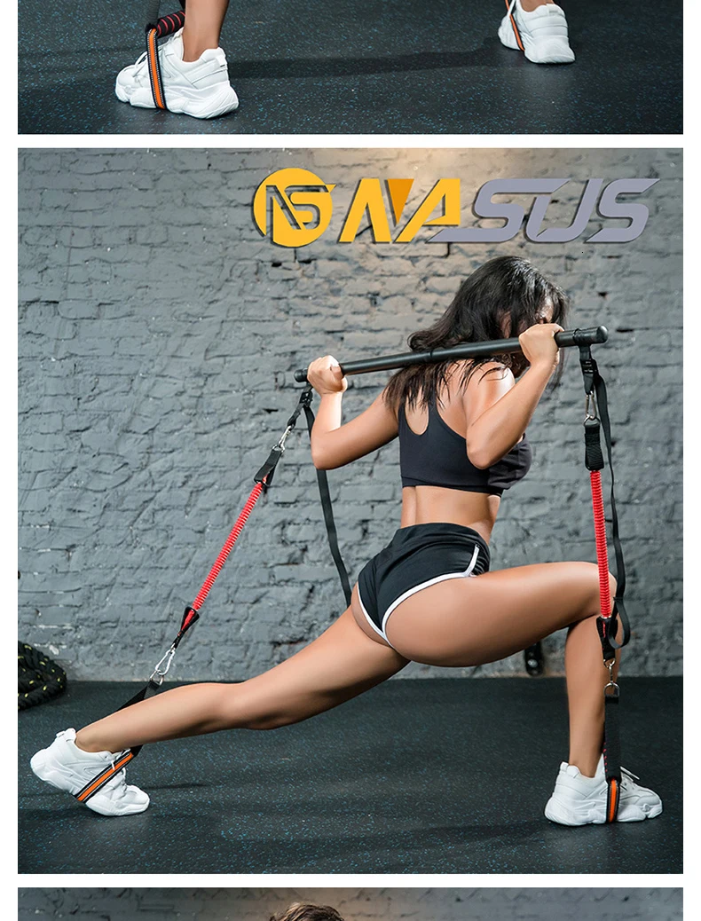 Эспандер с силовой тренировочной штангой для мужчин резиновая петля трубки ленты для тренировки тела фитнес-Палка для похудения бар для упражнений HW207