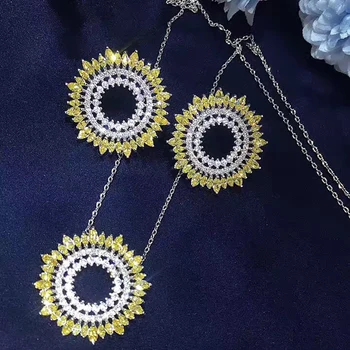 

2017 new pendant necklace rare Trapezoidal cubic zirconia hight quality jewelry set for women