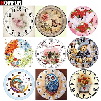 

HOMFUN Full diamond Painting "Flower Owl bear Clock" Resin Drill Embroidery 5D Diy Diamond Painting Handmade Cross Stitch gift