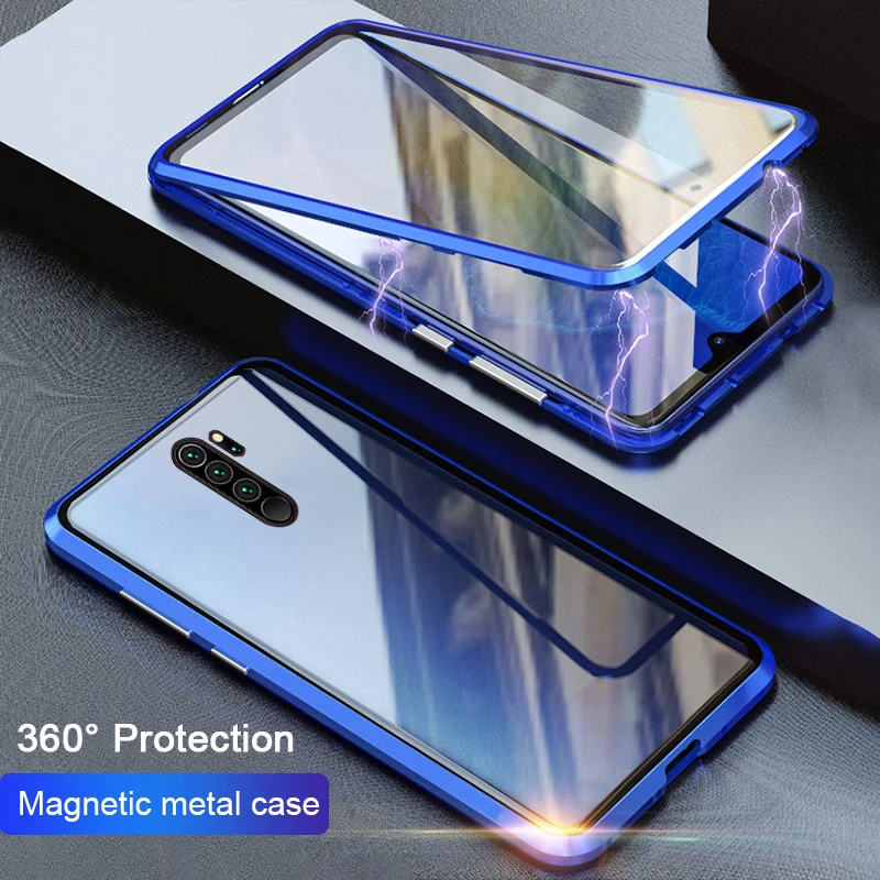 

Magnetic Adsorption Metal Phone Case For Xiaomi Redmi Note 8 7 Pro Double Sided Glass Magnet Cover For Redmi Mi K20 9T Pro Case
