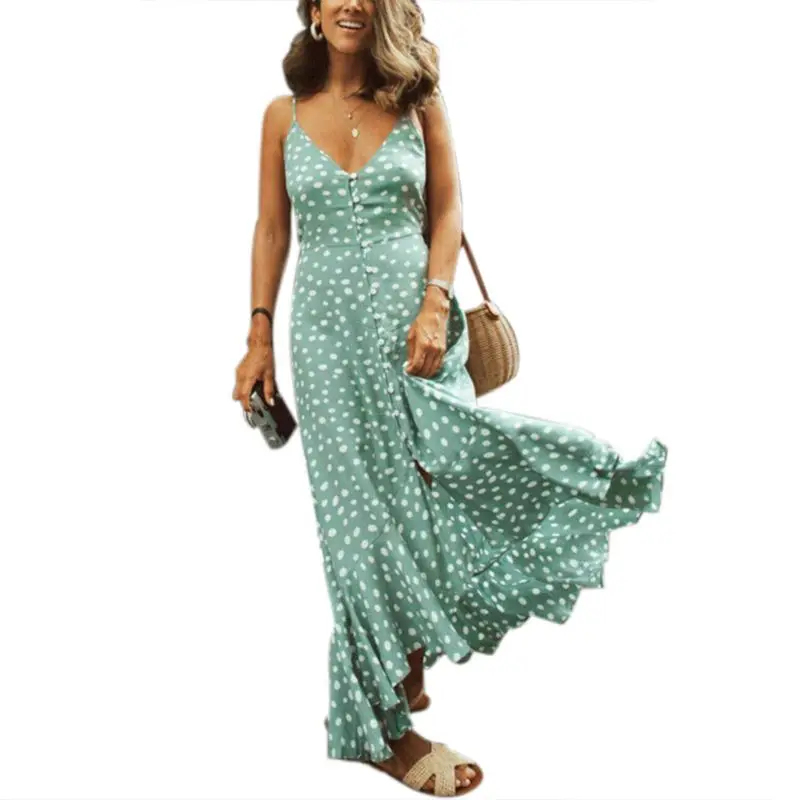 

Women's Maxi Boho Floral Dress Printing Beach Cocktail Evening Party Long Sundress Summer 2020 New